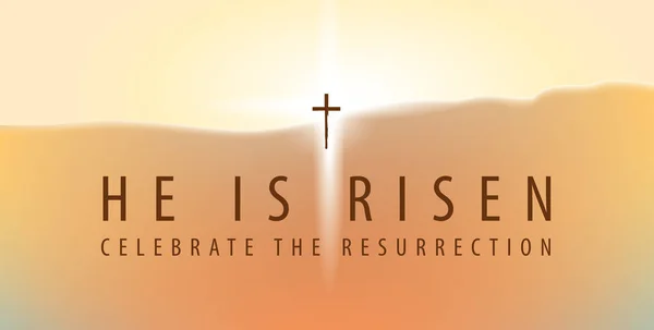 Vector Banner Pascua Con Palabras Resucitado Celebra Resurrección Con Una — Archivo Imágenes Vectoriales