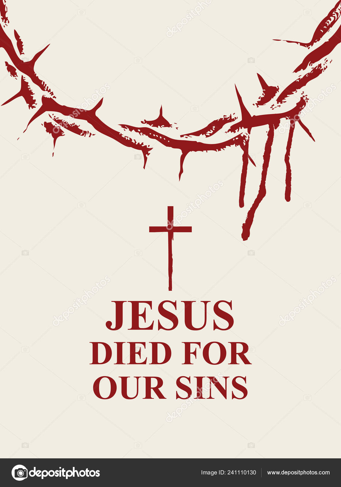 Vector Easter Banner Words Jesus Died Our Sins Crown Thorns