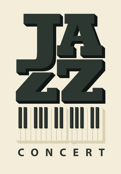 Vektor Transzparensen Plakáton Jazz Koncert Zongora Billentyűk Retro Stílus Világos — Stock Vector