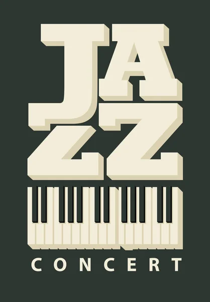 Vektor Transzparensen Plakáton Jazz Koncert Zongora Billentyűk Retro Stílusú Fekete — Stock Vector