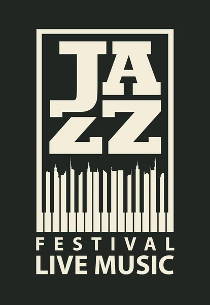 Banner Vectorial Póster Para Festival Jazz Música Vivo Con Teclas — Vector de stock