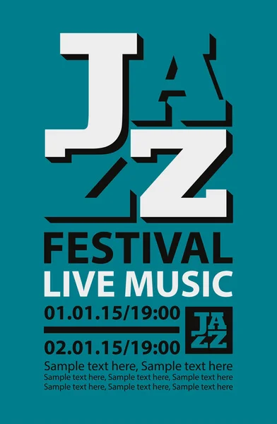 Vector Poster Jazz Festival Live Music Place Text Retro Style — Stock Vector