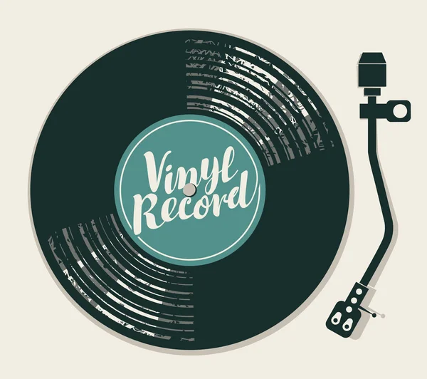 Vector Poster Cover Met Vinyl Record Record Player Kalligrafische Letters — Stockvector