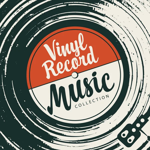 Vector Poster Cover Met Vinyl Record Record Player Kalligrafische Letters — Stockvector