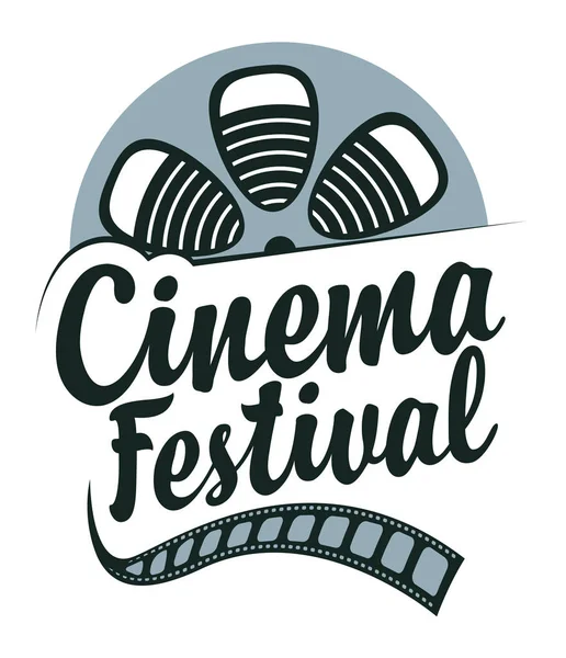 Icono Vectorial Para Festival Cine Con Carrete Tira Película Antigua — Archivo Imágenes Vectoriales