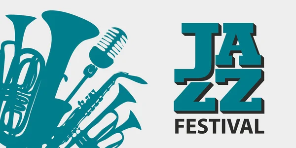 Manifesto Musicale Vettoriale Festival Jazz Stile Retrò Sfondo Chiaro Con — Vettoriale Stock