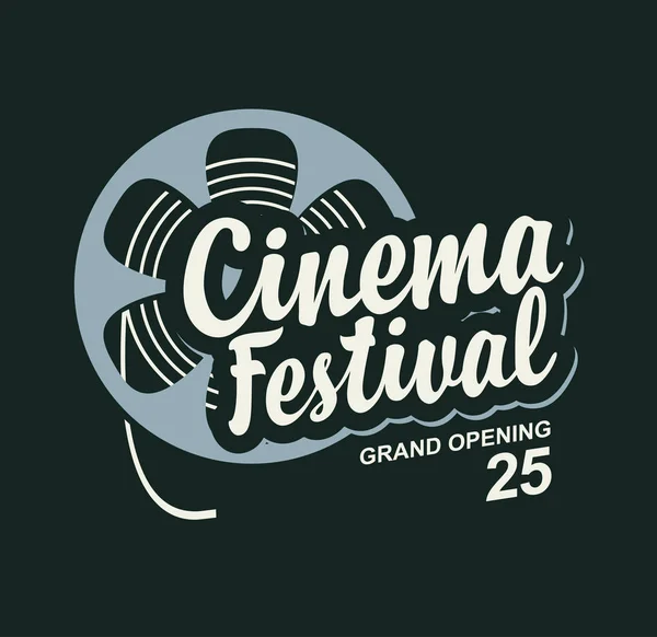 Cartel Del Festival Cine Vectorial Con Carrete Tira Película Antigua — Vector de stock