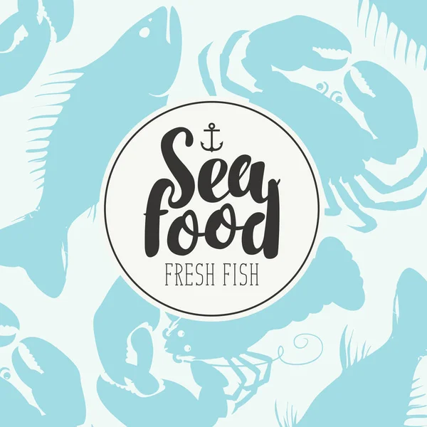 Vektor Banner Pro Mořské Plody Obchod Nebo Restauraci Lodí Kotva — Stockový vektor