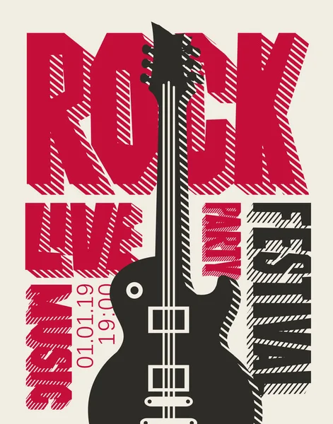 Cartel Vectorial Pancarta Para Rock Festival Fiesta Música Vivo Con — Archivo Imágenes Vectoriales