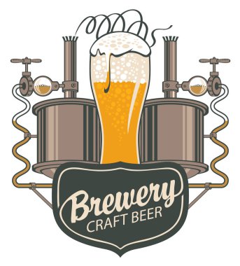 üretim hattı ve ahşap kupa ile bira banner