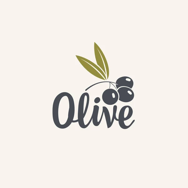 Icona o logo dell'oliva per olive o olio fresco — Vettoriale Stock