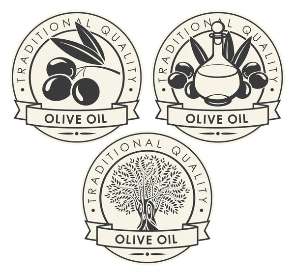 Juego de pegatinas o etiquetas para aceite de oliva — Vector de stock