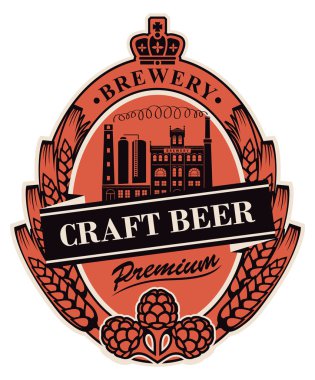 bira etiket bira fabrikası Binası ve buğday kulakları ile