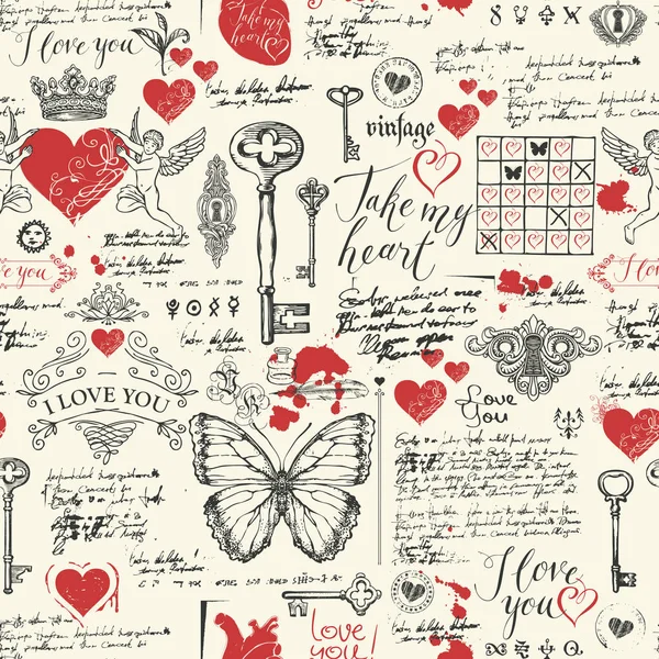 Seamless pattern on theme of declarations of love — Stock Vector