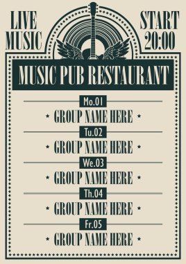 müzik pub restoran ile canlı müzik için poster