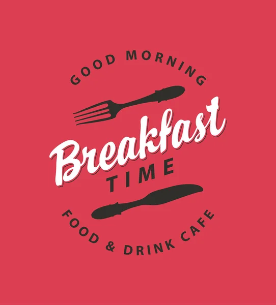 ナイフとフォークの朝食時間のバナー — ストックベクタ