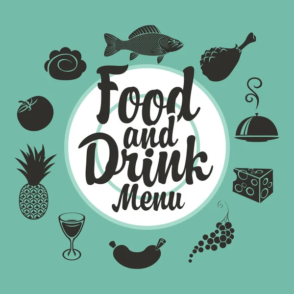 Food and drink menu with different dishes — Stock Vector