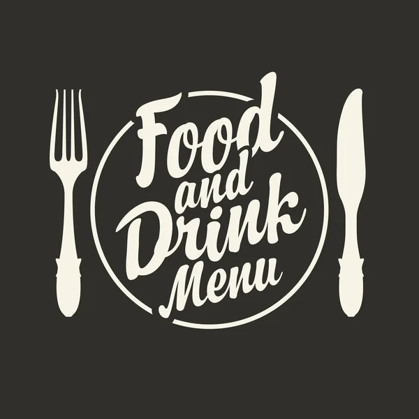 Makanan vektor dan minum menu dengan garpu dan pisau - Stok Vektor