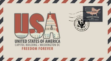 vektör zarf harfler ABD ve Amerikan bayrağı ile