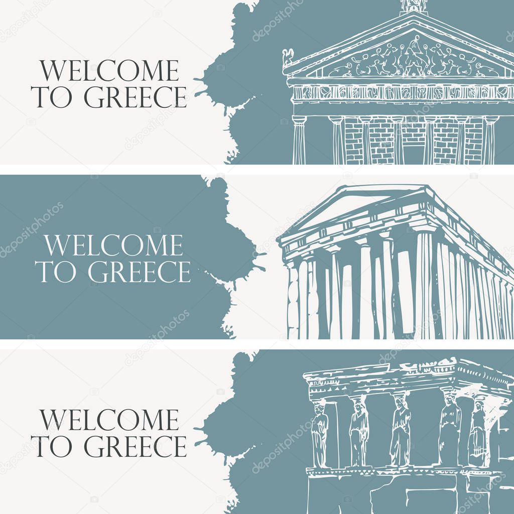 travel banners on the theme of Ancient Greece