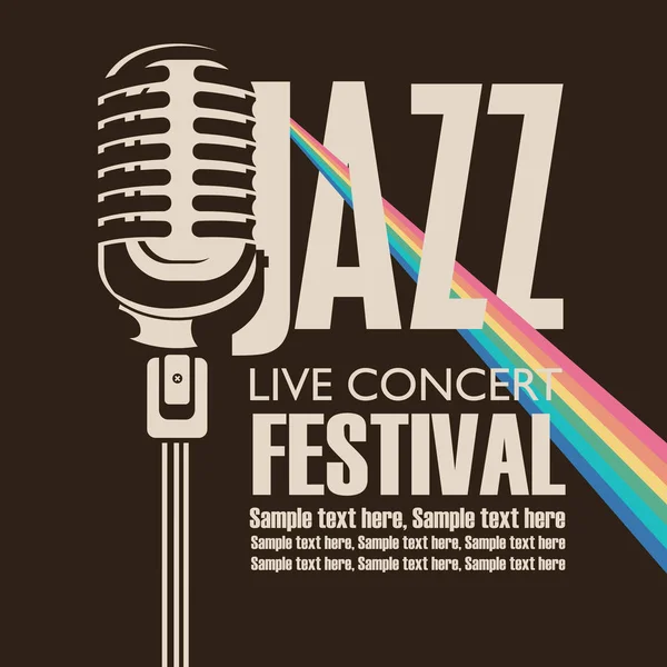 Poster for a jazz music festival with a microphone — Stock Vector