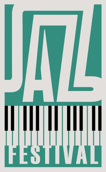 Cartel musical de un festival de jazz con teclas de piano — Vector de stock