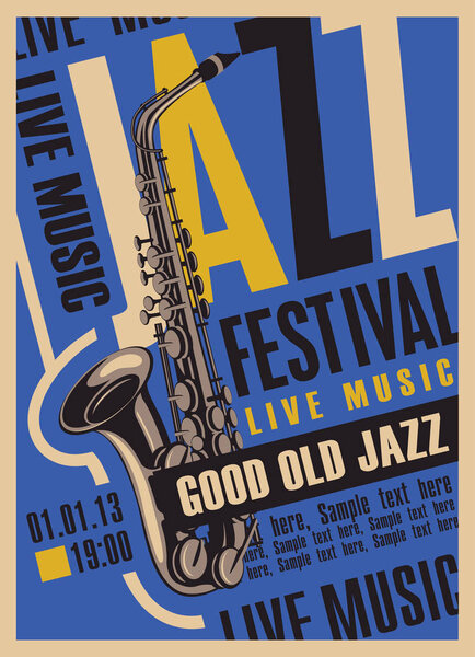 poster for jazz festival live music with saxophone