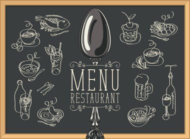 farklı yemekler skeçler ile Restoran Menüsü
