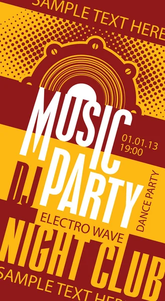 Poster voor een muziek DJ Party in de discotheek — Stockvector