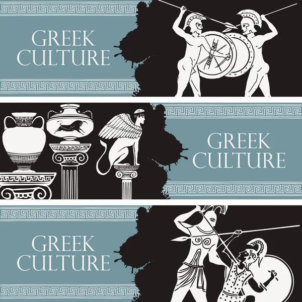 Travel banners on the theme of Greek culture — Stock Vector