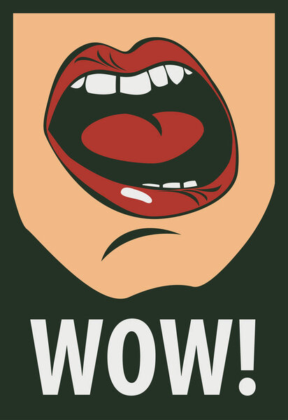 vector drawing of the human mouth screaming wow