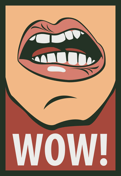 vector drawing of the human mouth screaming wow