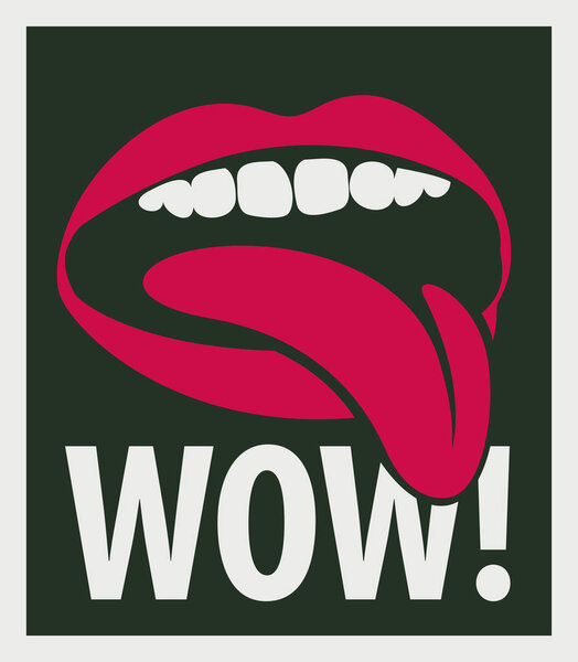 vector drawing of the human mouth screaming wow