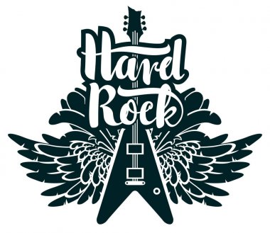 gitar ve kanatlar ile sert rock müziği için afiş