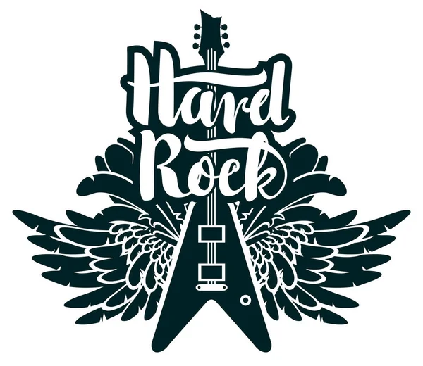 Banner para música hard rock con guitarra y alas — Archivo Imágenes Vectoriales