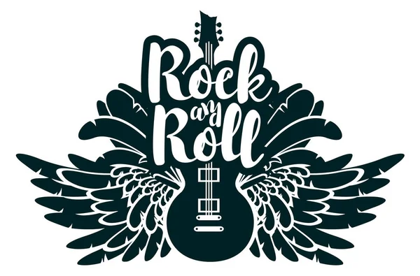 Banner para música rock con guitarra y alas — Vector de stock