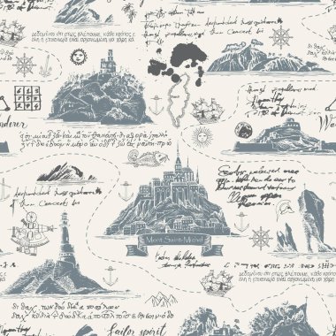 vintage seamless background on the theme of travel clipart