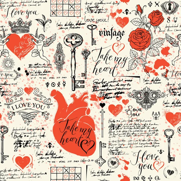 Seamless pattern on theme of declarations of love — Stock Vector
