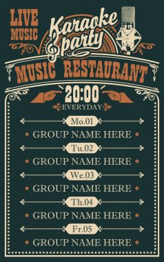 vektör poster müzik restoran ile canlı müzik için
