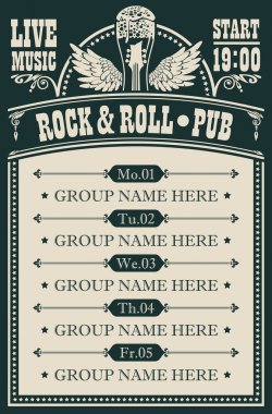 müzik rock and roll Bar canlı müzik eşliğinde için poster