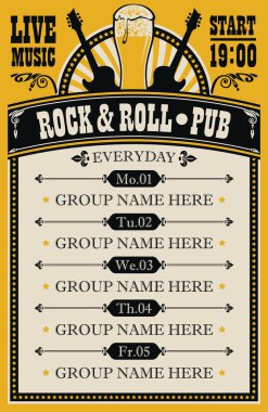 müzik rock and roll Bar canlı müzik eşliğinde için poster