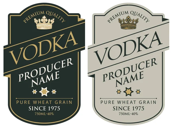 Feliratok részére feliratokkal és korona vodka — Stock Vector
