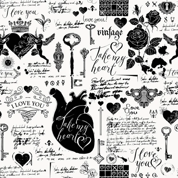 Seamless pattern on theme of declarations of love — Stock Vector