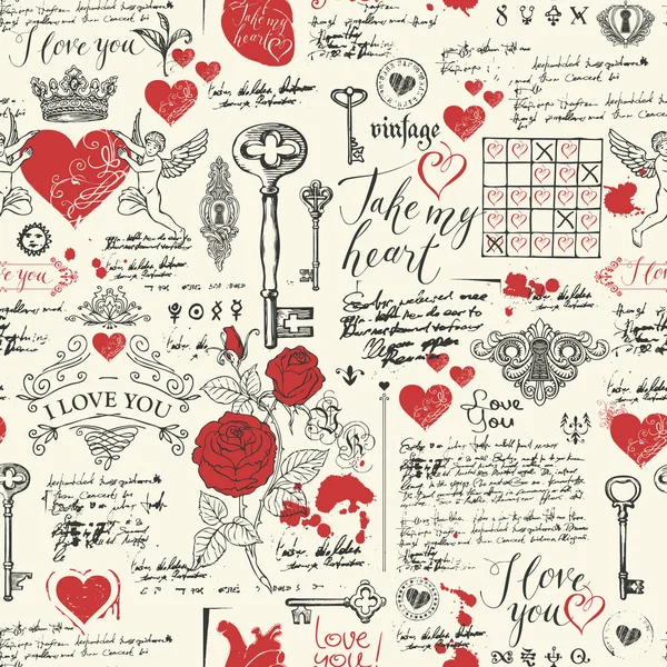 Seamless pattern on theme of declarations of love — Stock Vector