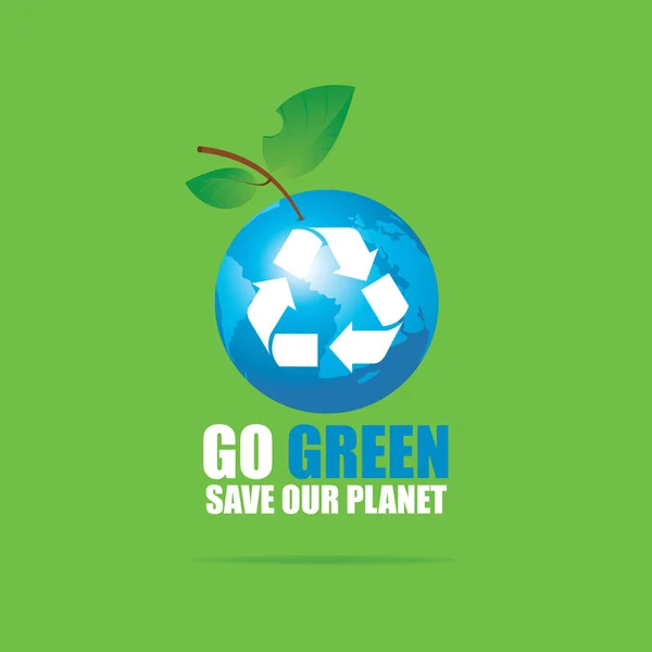 Eco banner with Planet Earth and words Go Green — Stock Vector