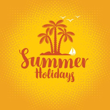 Palmiye ve yelkenli ile Yaz tropikal afiş