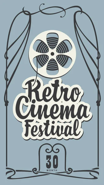 Retro Cinema Festival affisch med Film Strip Reel — Stock vektor