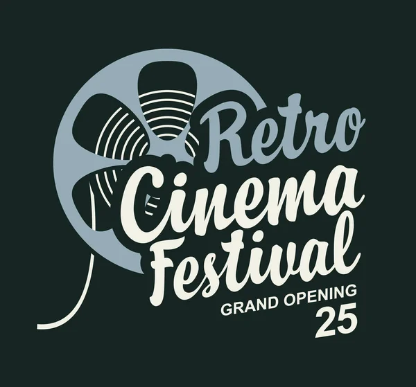 Cartel del festival de cine retro con carrete de tira de película — Vector de stock