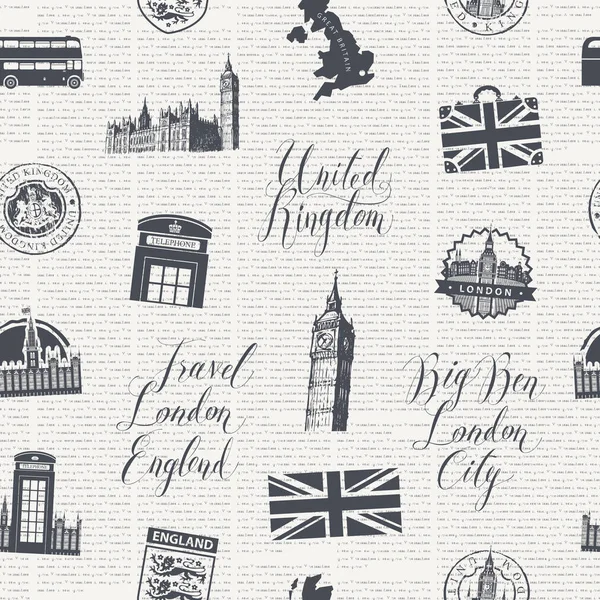 Бесшовный фон на тему Великобритании и Лондона — стоковый вектор