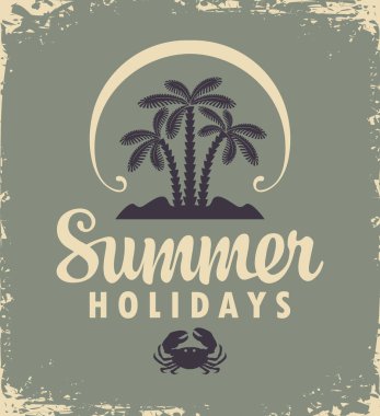 Palmiye ve güneş ile Yaz tropikal afiş